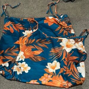 Floral Print Teal and Orange Dress